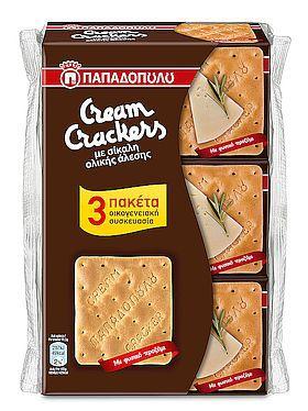 Cream Crackers με Σίκαλη Πολυσυσκευασία Παπαδοπούλου (3×175 g)