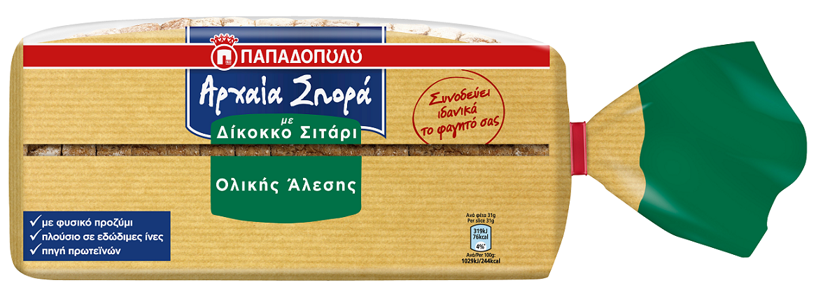 ΨΩΜΊ “ΑΡΧΑΊΑ ΣΠΟΡ’” ΟΛΙΚΗΉς ΆΛΕΣΗς ΜΕ ΔΊΚΟΚΚΟ ΣΙΤ’ΡΙ ΠΑΠΑΔΟΠΟΎΛΟΥ (500 G)