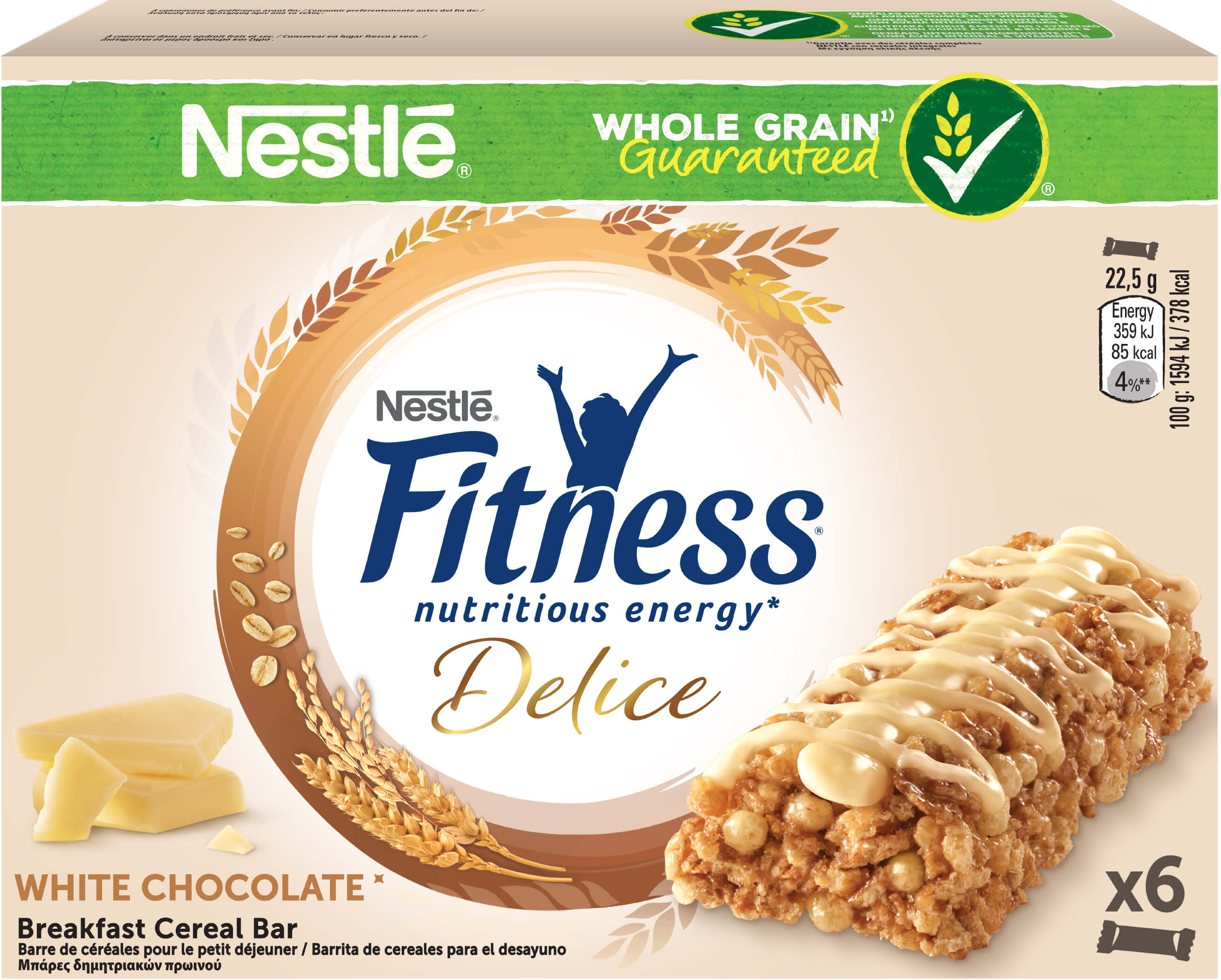Μπάρες δημητριακών Fitness Delice Λευκή σοκολάτα Nestle (6×22.5 g)