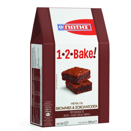 Γιώτης Μείγμα για Brownies & Σοκολατόπιτα 1-2-Bake Γιώτης (500g)