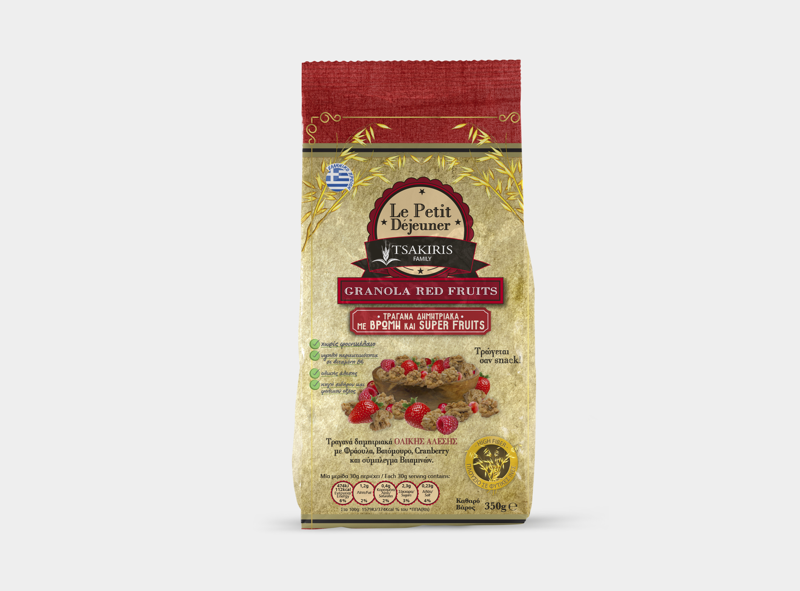 Δημητριακά Granola με Βρώμη και Κόκκινα Φρούτα Le Petit Dejeuner Tsakiris Family (350g)
