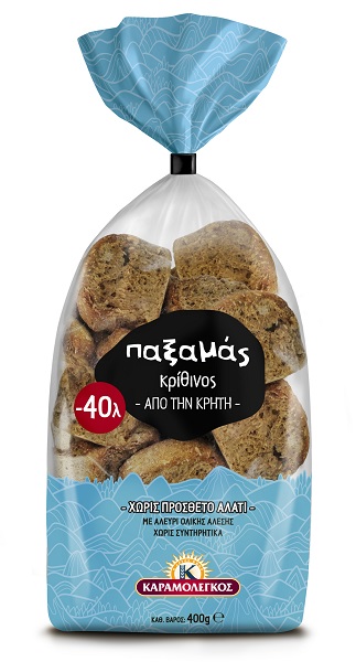 Παξαμάς Κρίθινος Χωρίς Αλάτι Καραμολέγκος (400 g) -0,40