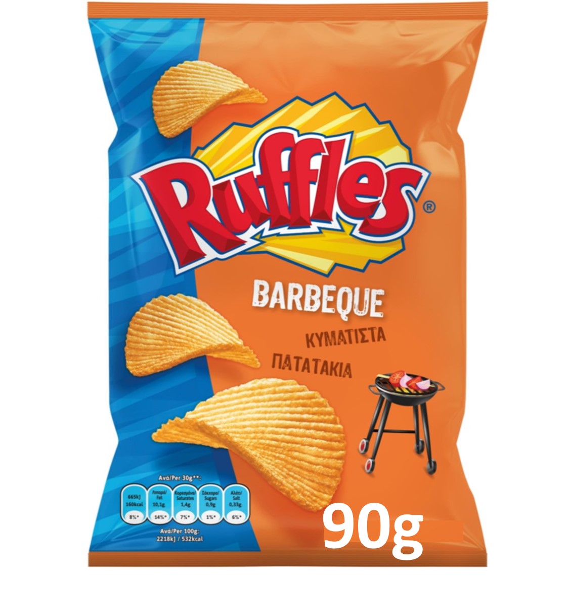 Κυματιστά πατατάκια Μπάρμπεκιου Ruffles (90 g)