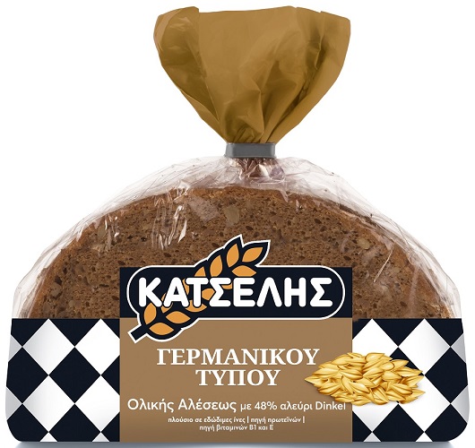 Ψωμί Γερμανικού Τύπου Ολικής Άλεσης με Αλεύρι Dinkel Κατσέλης (400g)