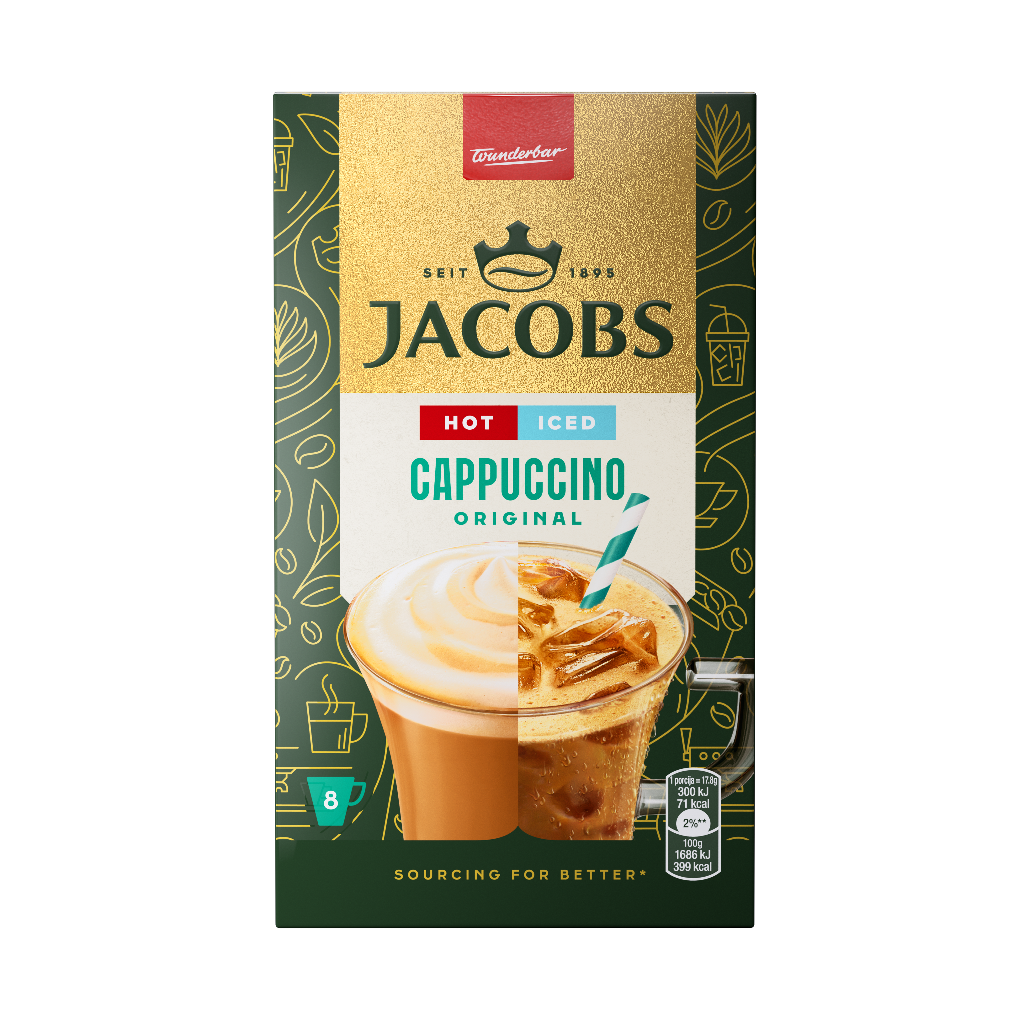 Jacobs Douwe Egberts Στιγμιαίος Καφές Cappuccino Iced Original Jacobs (8τεμ)