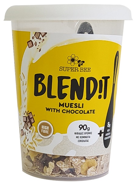 Νιφάδες Βρώμης με Κομμάτια Σοκολάτας Blend it! SuperBee (98g)