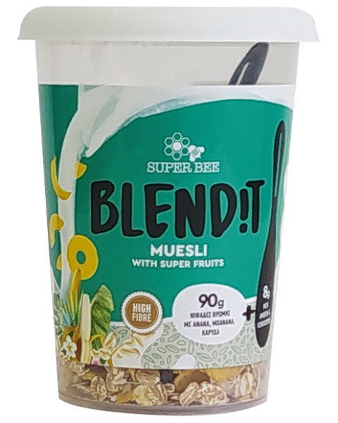 Νιφάδες Βρώμης με Ανανά, Μπανάνα, Καρύδα Blend it! SuperBee (98g)