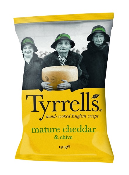 Rezos Brands S.A. Πατατάκια με Τυρί Cheddar και Σχοινόπρασο Tyrrell's (150g)