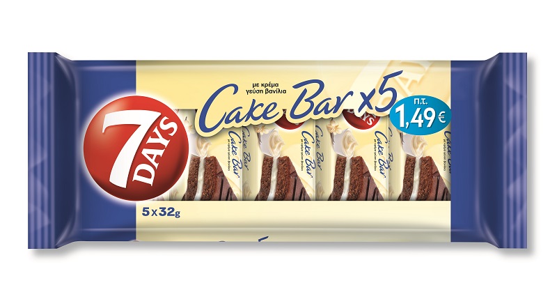 Mondelez Cake Bar με Κρέμα Γεύση Βανίλια 7 Days (5x32g)