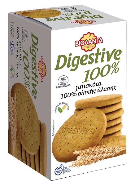 Μπισκότα Digestive 100% Ολικής Άλεσης Βιολάντα (220g)
