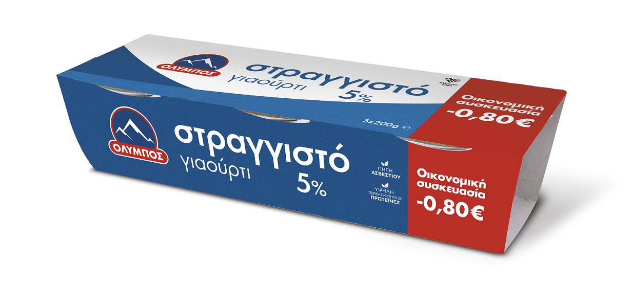 Γιαούρτι Στραγγιστό 5% λιπαρά ΟΛΥΜΠΟΣ (3x200g) -0,80€