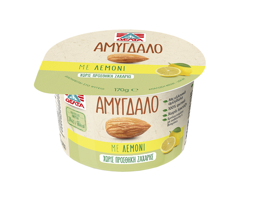 Επιδόρπιο Αμυγδάλου με Λεμόνι χωρίς προσθήκη ζάχαρης Δέλτα (170g)