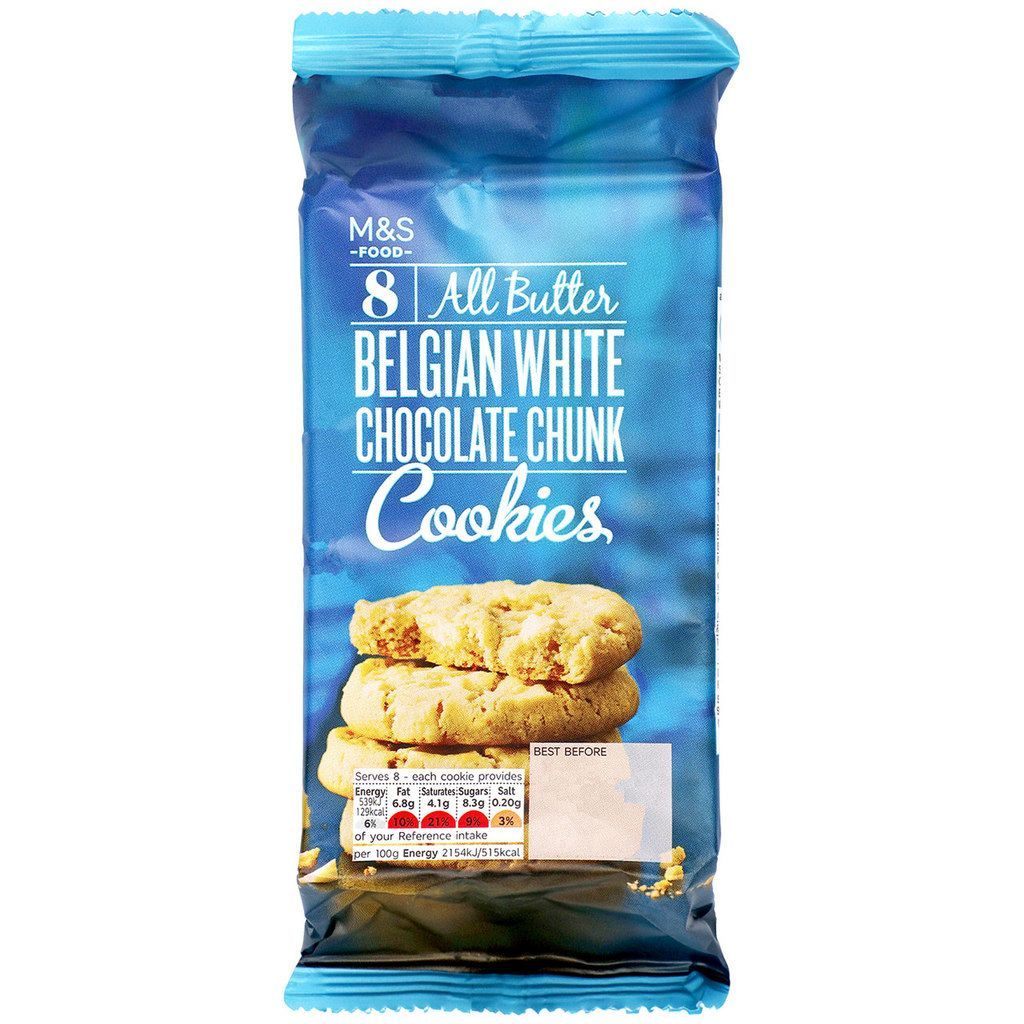 8 Μπισκότα Βουτύρου με Κομματάκια Βελγικής Λευκής Σοκολάτας Marks & Spencer (200 g) 4100141930