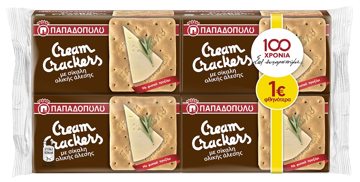 Cream Crackers με Σίκαλη Πολυσυσκευασία Παπαδοπούλου (4×175 g) -1€