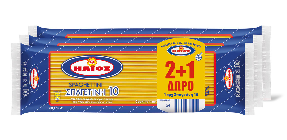 Ήλιος Ζυμαρικά Σπαγετίνη 10 Ήλιος (3x500g) σετ 2+1 δώρο