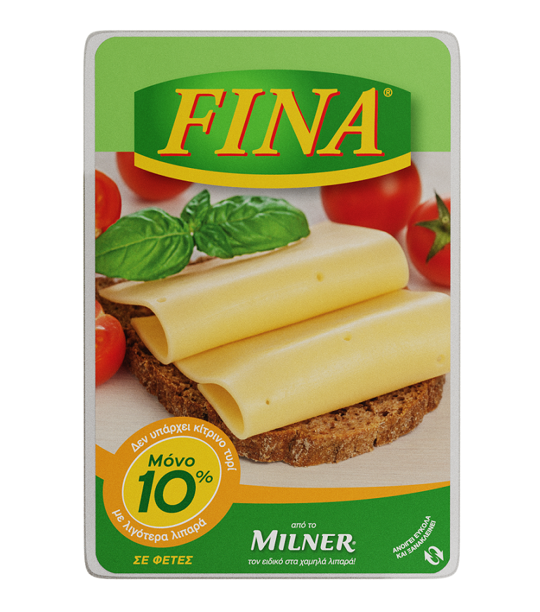 Τυρί σε φέτες με 10% λιπαρά Fina (10 φέτες)(175g)