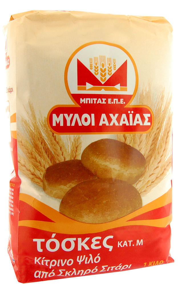Αλεύρι Τόσκες Κίτρινο Ψιλό από σκληρό σίτο Μύλοι Άχαϊας (1 kg)