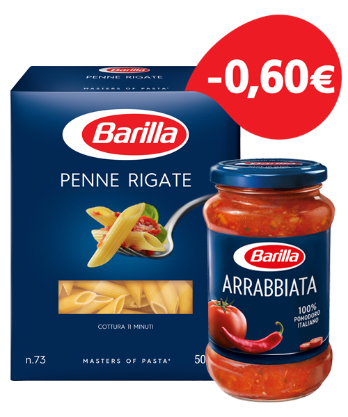 Penne Rigate Barilla (500g)+Σάλτσα Αραμπιάτα Barilla (400 g)-0,60€