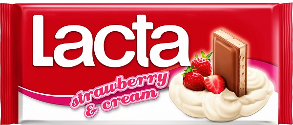 Σοκολάτα Γάλακτος με Κρέμα Φράουλας Lacta (100g)