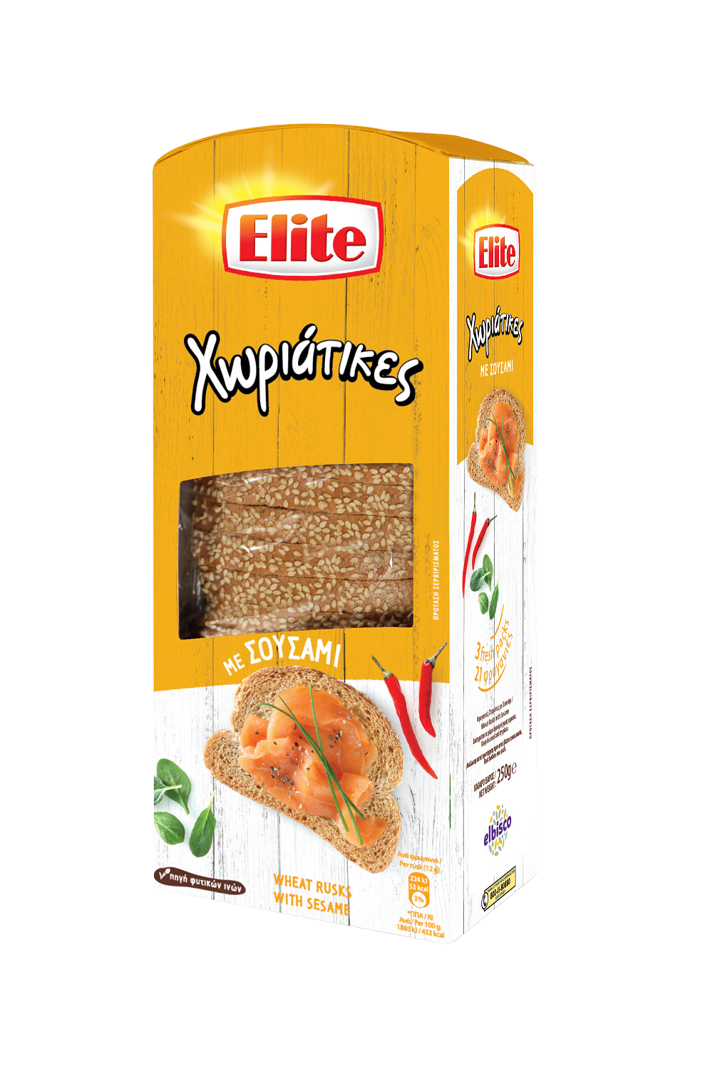 Φρυγανιές Χωριάτικες Σουσάμι Elite (250g)