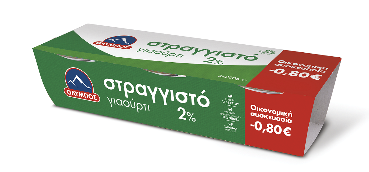 Γιαούρτι Στραγγιστό 2% λιπαρά ΟΛΥΜΠΟΣ (3×200 g) -0,80€