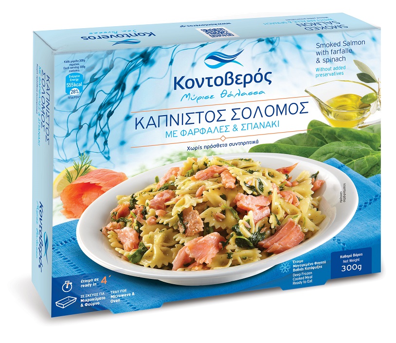 Σολομός Καπνιστός με Φαρφάλες & Σπανάκι Κοντοβερός (300gr)