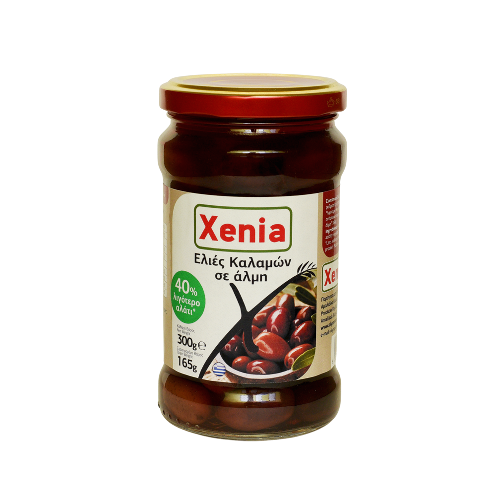Olympia-Xenia ASA Ελιές Καλαμών σε Άλμη με 40% Λιγότερο Αλάτι Xenia (165 g)