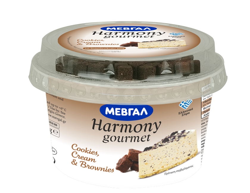 Μεβγάλ A.E. Επιδόρπιο Στραγγιστού Γιαουρτιού Cookies & Cream με Brownies Harmony Gourmet Μεβγάλ (160g)