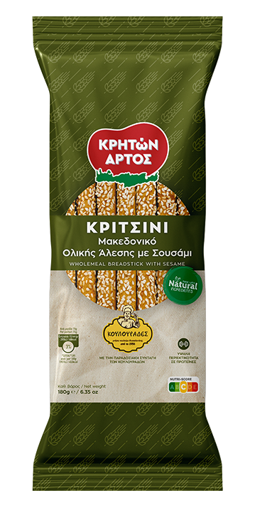 Κρητών Άρτος Κριτσίνι Μακεδονικό Ολικής Άλεσης με Σουσάμι Κρητών Άρτος (180g)