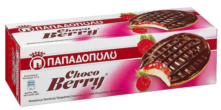 Μπισκότα Choco Berry με Μαρμελάδα Κόκκινων Φρούτων & Σοκολάτα Παπαδοπούλου (150 g)