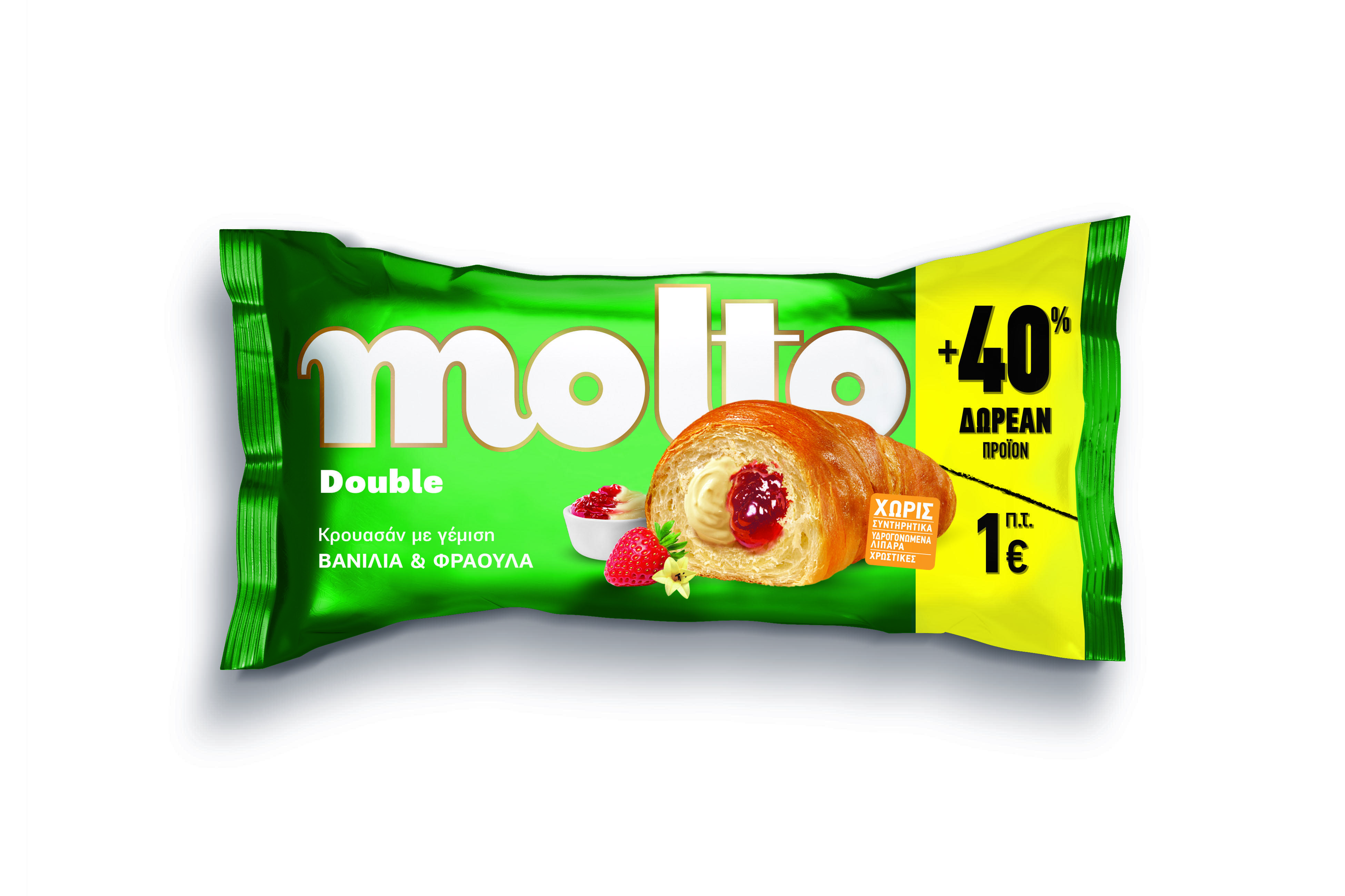 Κρουασάν Βανίλια Φράουλα Molto Double 80g + 40% Δωρεάν προϊόν (110 g)