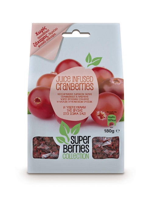 Αποξηραμένα Cranberries Χωρίς Ζάχαρη Super Berries Collection (180 g)