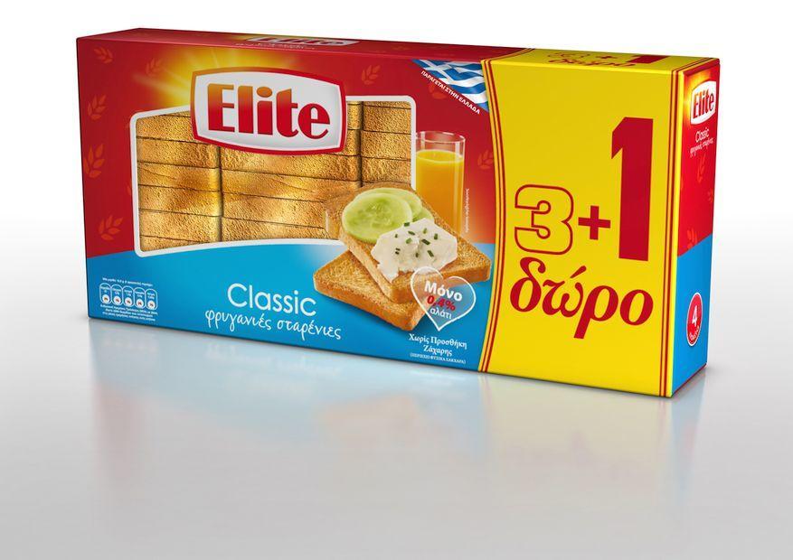 Φρυγανιές Σίτου μόνο 0,4% Αλάτι Elite (4×125 g) 3+1 Δώρο