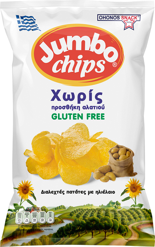Τσιπς Χωρίς Αλάτι & Γλουτένη Jumbo (130 g)