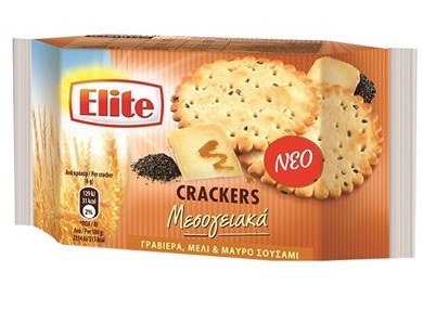 Crackers με Γραβιέρα, Μέλι & Σουσάμι Elite (105g)
