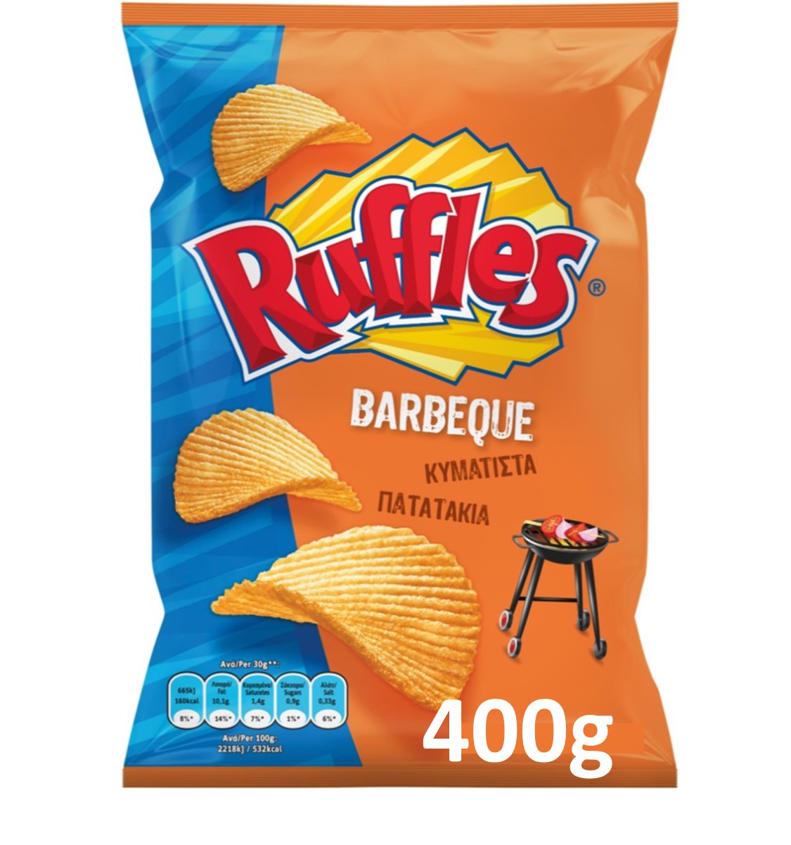 Κυματιστά πατατάκια Μπάρμπεκιου Ruffles (400 g)