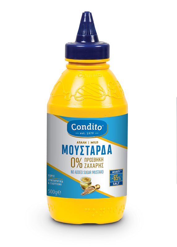 Condito Α.Ε.Β.Ε. Τροφίμων Μουστάρδα Χωρίς Γλουτένη 0% Προσθήκη Ζάχαρης - 65% Λιγότερο Αλάτι Condito (500g)