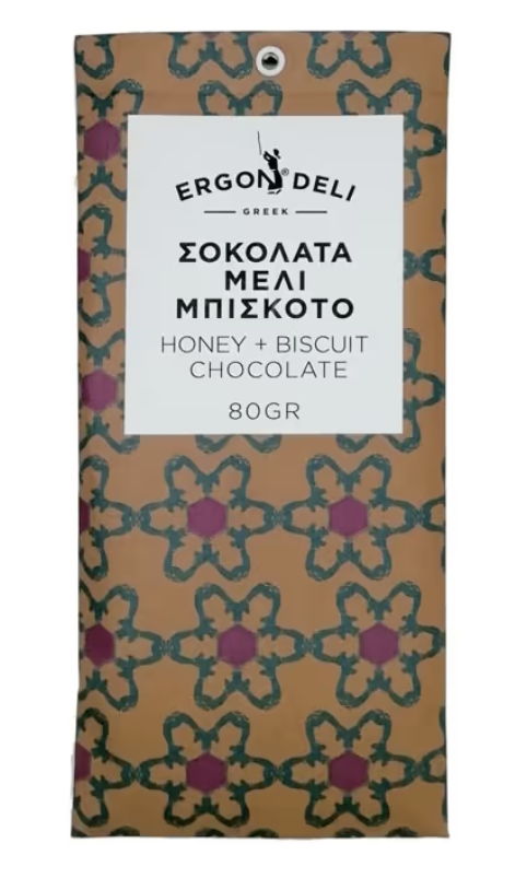 ERGON Σοκολάτα Γάλακτος με Μέλι & Μπισκότο Ergon (80g)