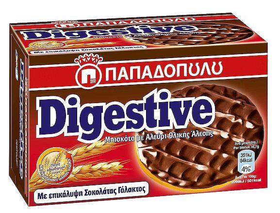Παπαδοπούλου Μπισκότα Digestive με Επικάλυψη Σοκολάτας Γάλακτος Παπαδοπούλου (200g)
