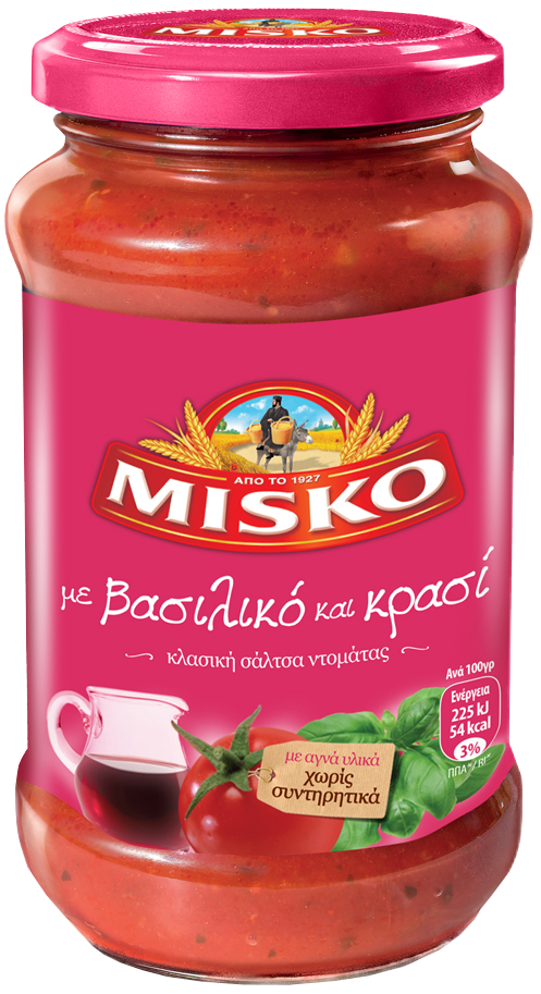 Σάλτσα Ζυμαρικών με Βασιλικό & Κόκκινο Κρασί Misko (500 g)