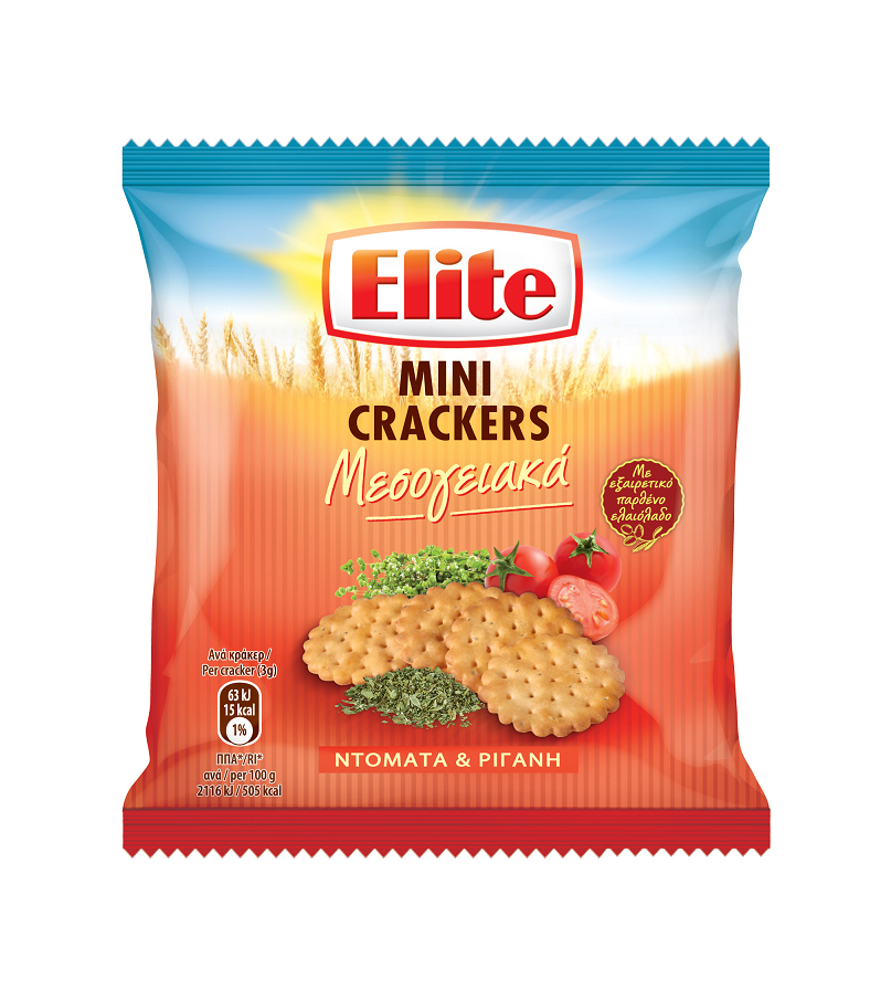 Μεσογειακά Mini Crackers Ντομάτα και Ρίγανη Elite (50 g)