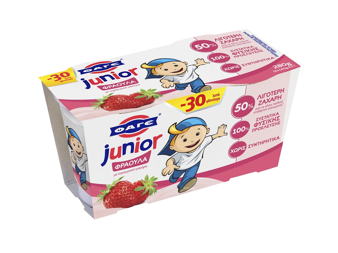 Επιδόρπιο Γιαουρτιού Junior Φράουλα Φάγε (2×140 g) -0,30€