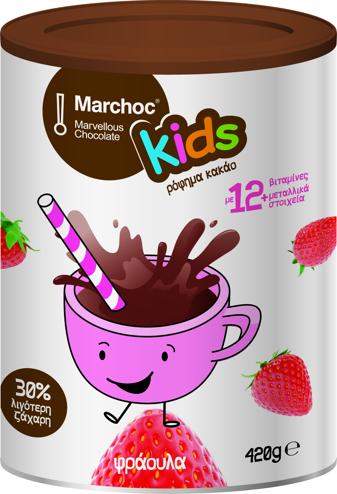 Παιδικό Ρόφημα Kακάο Φράουλα Marchoc (420g)