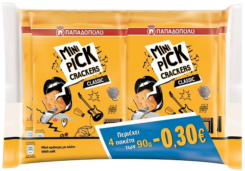 Mini Κράκερς με Aλάτι Pick Παπαδοπούλου (4x90g) τα 4τεμ -0,30€