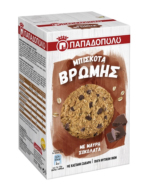 Παπαδοπούλου Μπισκότα με Βρώμη & Μαύρη Σοκολάτα Παπαδοπούλου (150g)