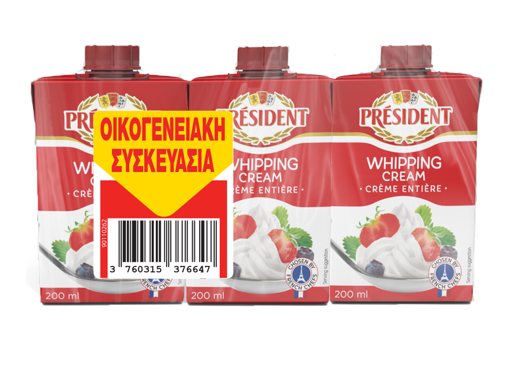 Lactalis Κρέμα Γάλακτος 35% λιπαρά President (3x200 ml)