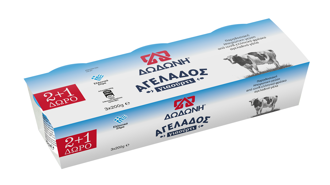 Γιαούρτι Αγελάδος 3,9% λιπαρά 2+1 δώρο Δωδώνη (3×200 g)