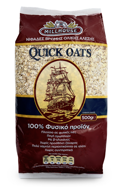 Νιφάδες Βρώμης Ολικής Άλεσης Millhouse (500g)