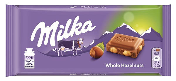 Σοκολάτα Γάλακτος με Ολόκληρα Φουντούκια Milka (100g)