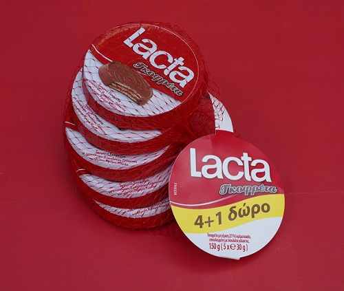 Γκοφρέτα Στρογγυλή Lacta (5×30) 4+1 Δώρο